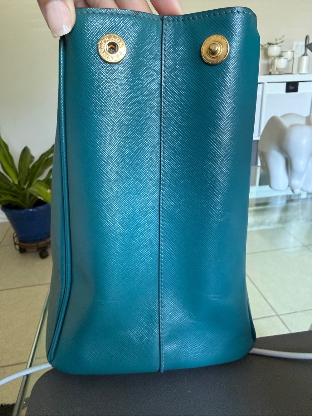 Prada Saffiano Leather Tote - Teal - Picture 3 of 15